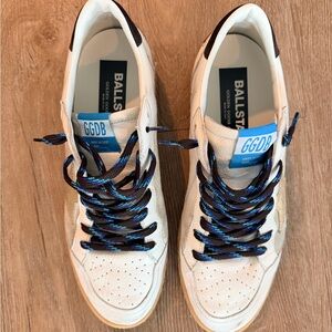 Golden Goose White Sneakers with Blue Accents